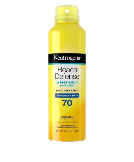 Beach Defense Water + Sun Protection Sunscreen Spray Broad Spectrum SPF 70 Neutrogena